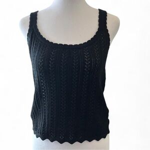 Black 100% Cotton Pointelle Tank Top